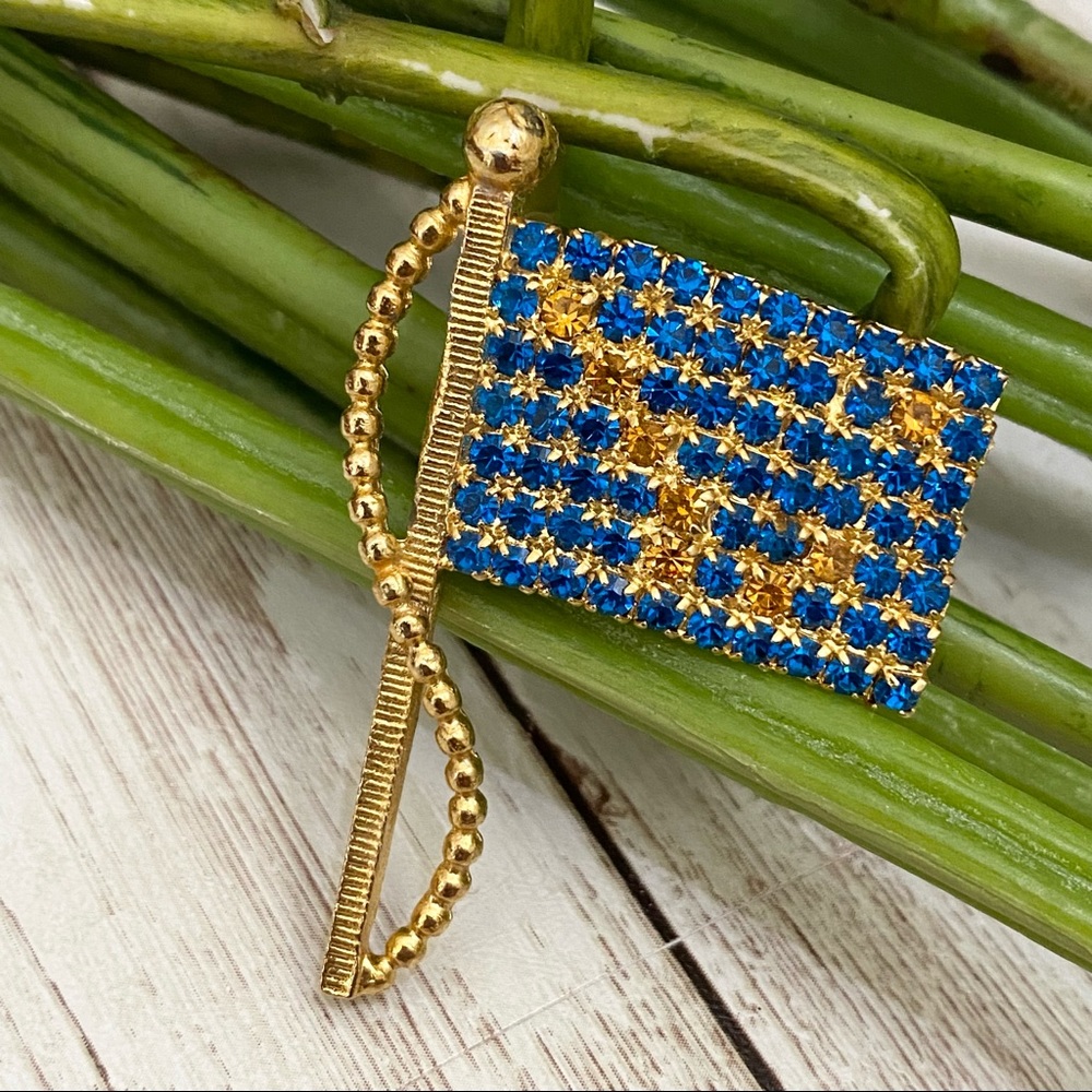 RAFAELIAN CZ Stone Flag Brooch